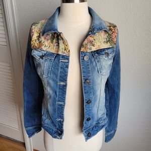Forever 21 Denim Tapestry Trim Jacket